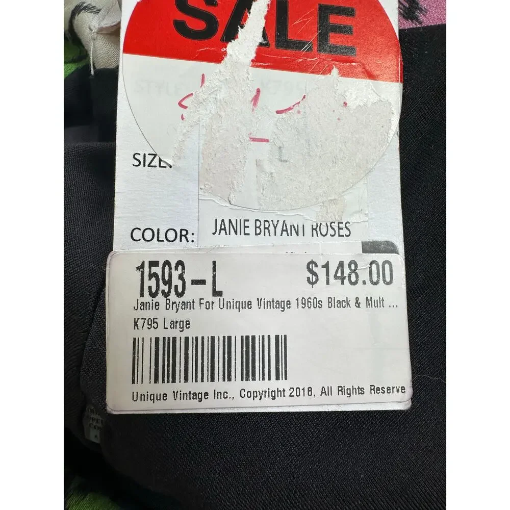 Janie Bryant x Unique Vintage Rose Print Off Shoulder Wiggle Dress Large NWT - Picture 12 of 13